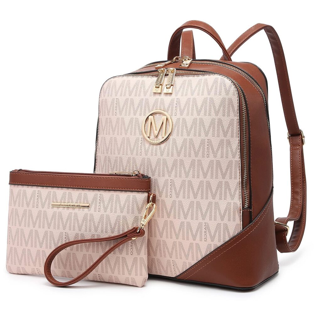 1831 Mkp Fashion Medium Backpack Purse Set - 2pcs Pu Leather Shoulder Bag